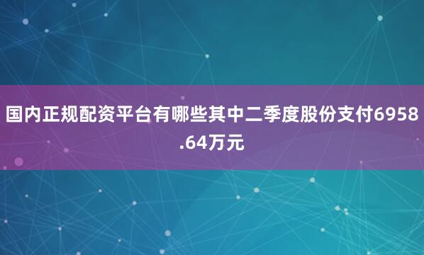 国内正规配资平台有哪些其中二季度股份支付6958.64万元