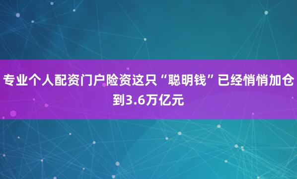 专业个人配资门户险资这只“聪明钱”已经悄悄加仓到3.6万亿元